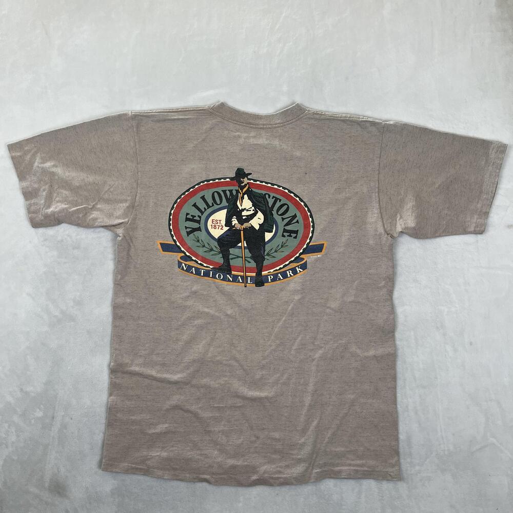 Vintage Yellowstone National Park Graphic Shirt Mens XL Beige SDI Made USA 1990s